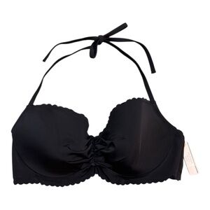 NWT Black Halter Swim Bikini Top Victoria Secret 34DD
